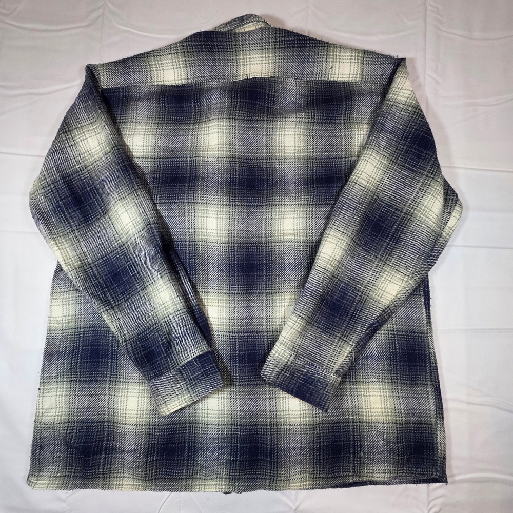Global Exclusive Collection Blue Plaid Flannel Shirt Jacket Mens XL 43/44 - Picture 4 of 8